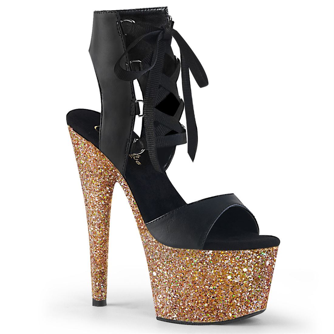 PLEASER　ADORE-700-14LG　レディース プラットフォーム オープントゥ＆ヒール フロントレースアップ アンクルハイ サンダル