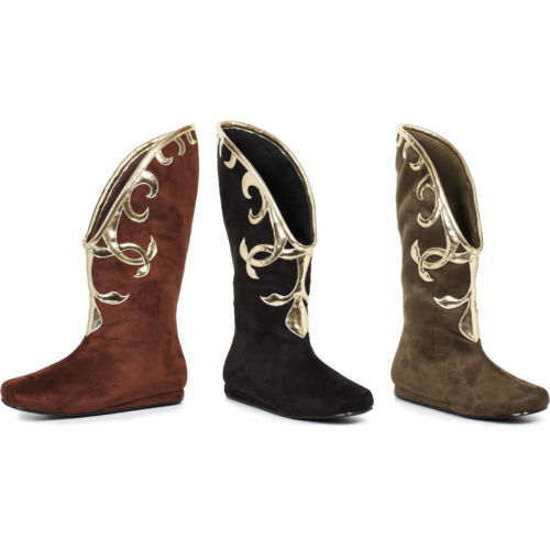 1031 by Ellie Shoes 103-ALBA Flat Microfiber Boot with Gold Trim レディース マイクロファイバー ゴールドトリム アンクル/ハーフ ブーツ ハロウィンコスプレ