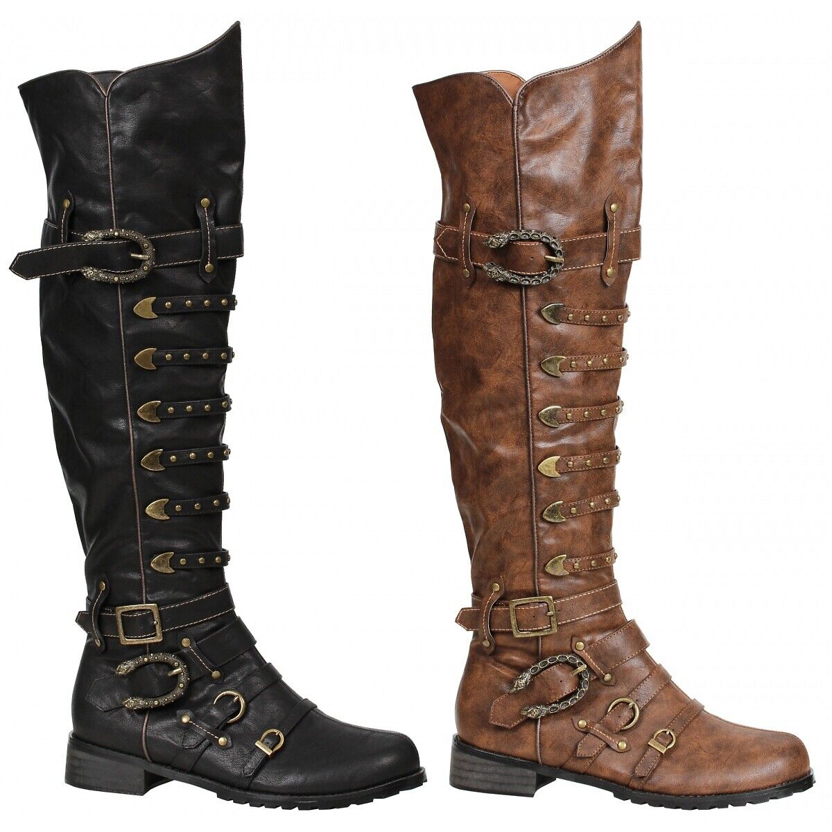 1031 by Ellie Shoes 158-WILBUR Men SteamPunk Knee High Boots メンズ マルチ バックルストラップ ニーハイ ブーツ  ハロウィンコスプレ スチームパンク