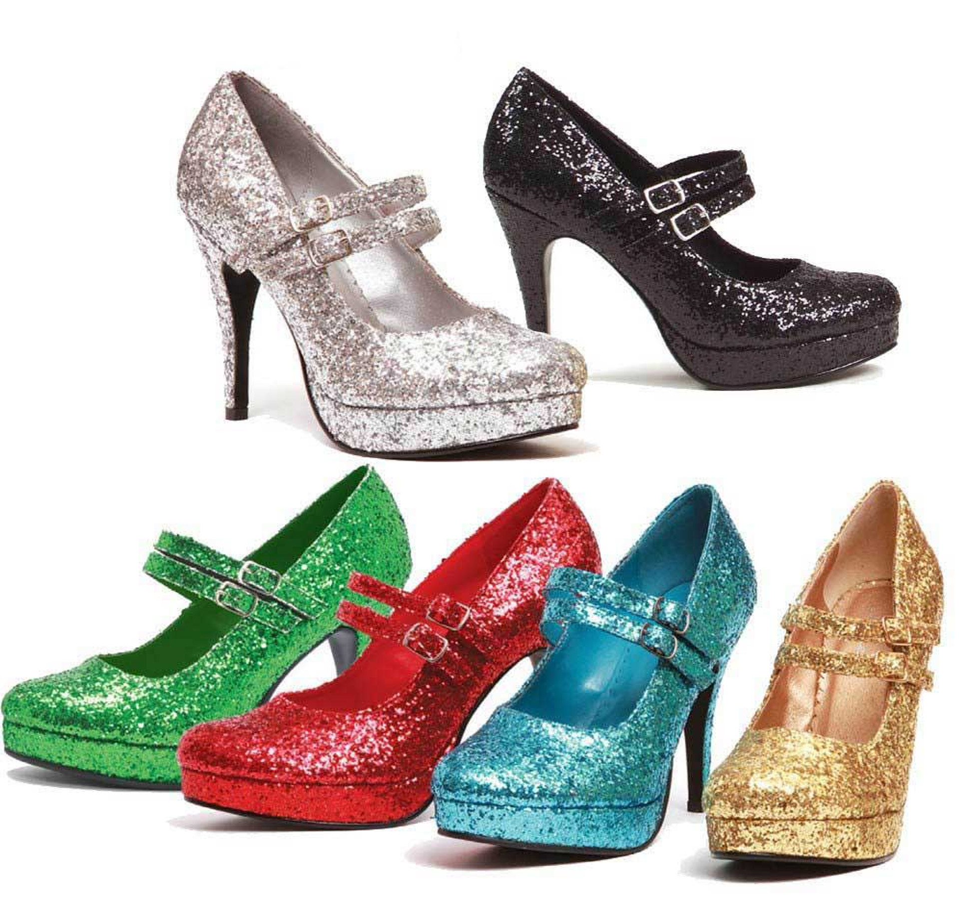 Ellie Shoes　421-JANE-G Women`s Double Strap Glitter Mary Jane レディース ダブルストラップ メリージェーン ハロウィンコスプレ｜HOT GIRL