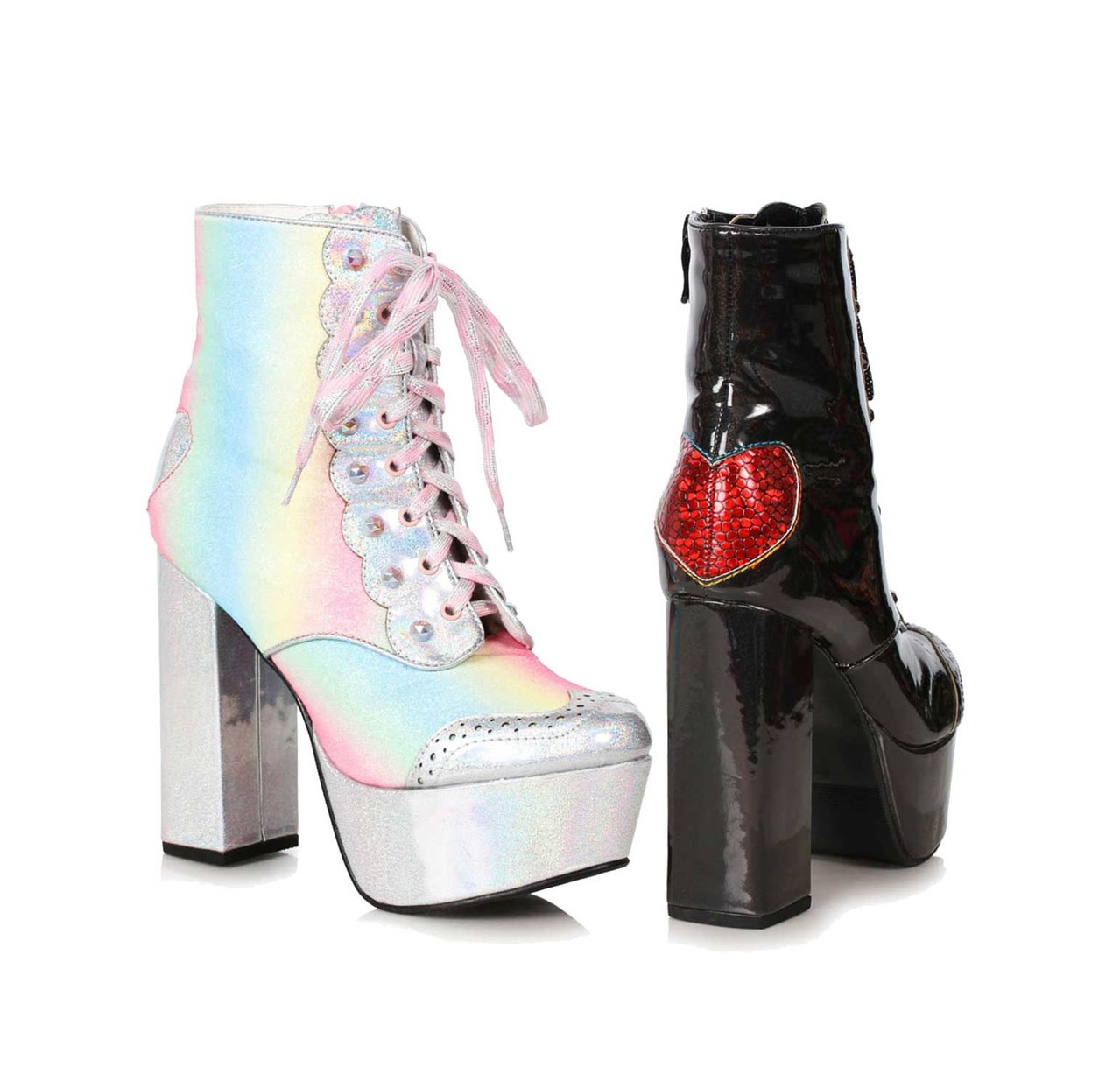Ellie Shoes 520-BELLINI Platform Ankle Boot With Heart レディース プラットフォーム ハートアクセント アンクルブーツ ハロウィンコスプレ|HOT GIRL