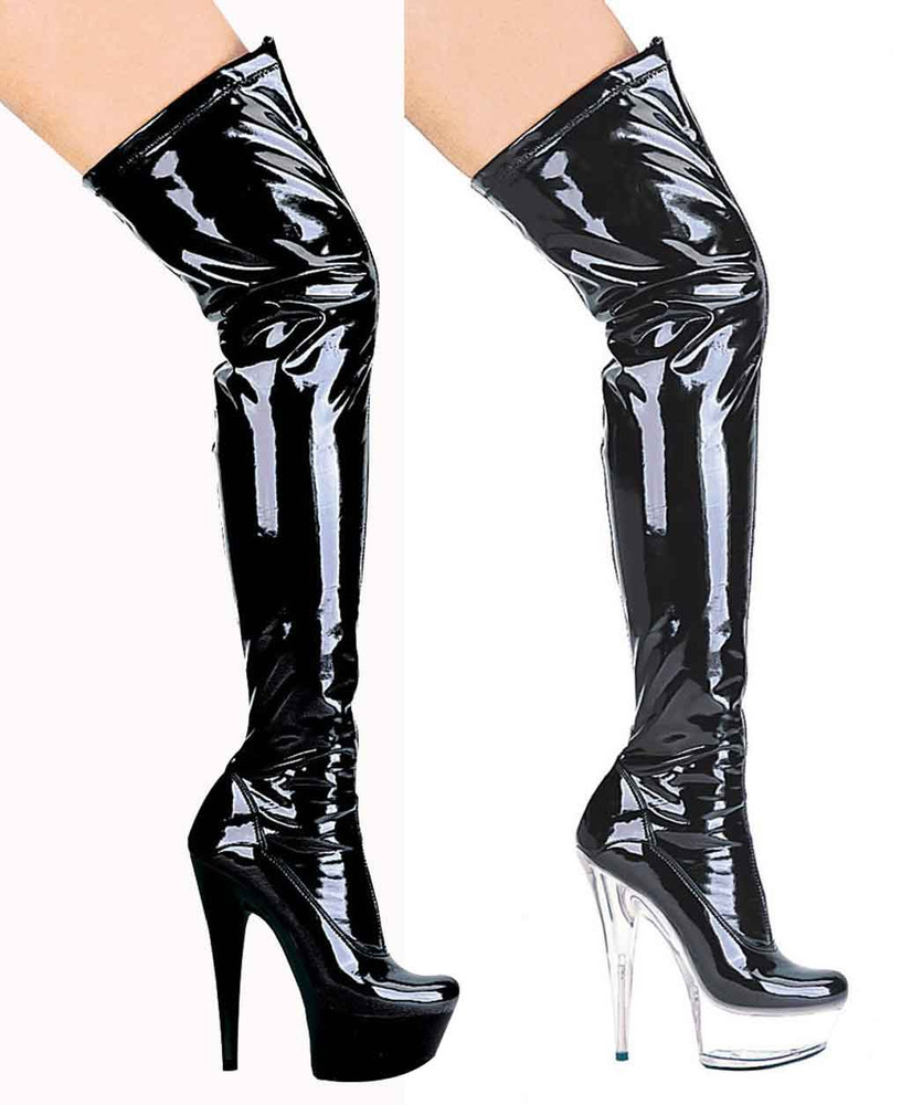 Ellie Shoes 609-FANTASY Pointed Stiletto Heel Thigh High Stretch Boots レディース スティレットヒール ストレッチ サイハイ ブーツ ハロウィンコスプレ