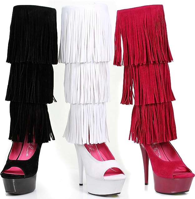 Ellie Shoes 609-HOPI WOMEN‘S Knee High Boots W/ Fringe レディース フリンジ ニーハイ ブーツ ハロウィンコスプレ