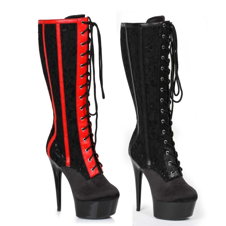Ellie Shoes 609-RAVEN-L Lace Knee High Boot レディース プラットフォーム レース 編み上げ ニーハイ ブーツ