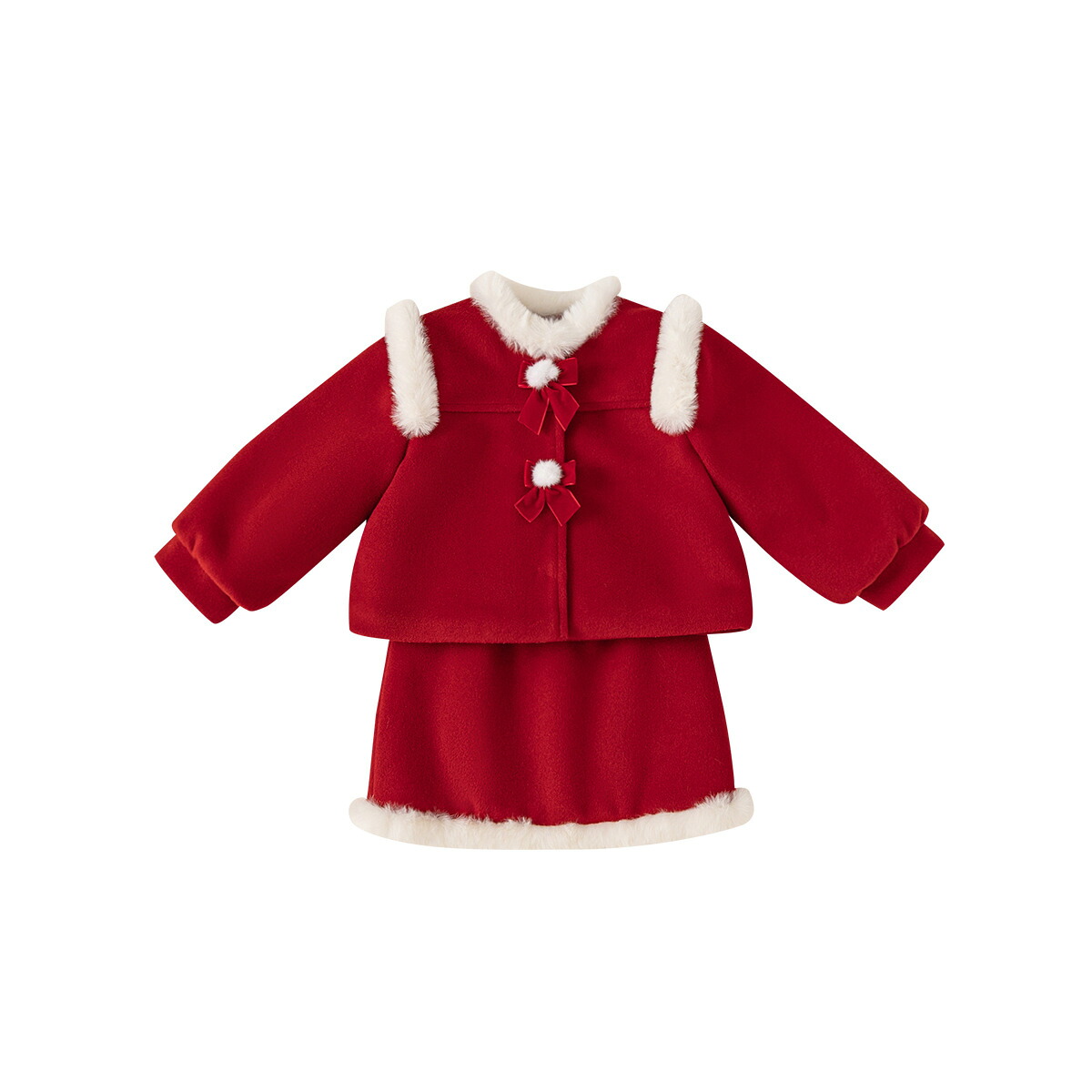 御姉さんの新年の服の背広の御姉さんの真っ赤毛の厚地の外套のスコートの2つの仕掛ける