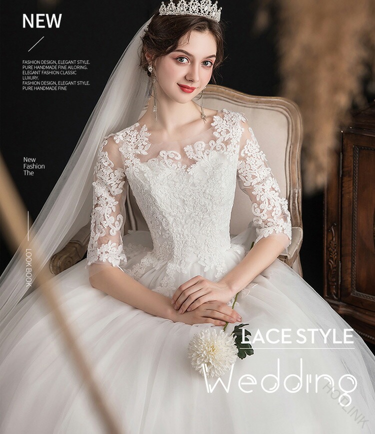ドレス 大人 結婚式 ドレス 花嫁 ウエディングドレス wedding dress 二次会 白 ワンピース 花模様 半袖 レース レディース サテン マキシ パーティー ドレス 披露宴 お呼ばれ フリル 膝丈 体｜HOTLINK