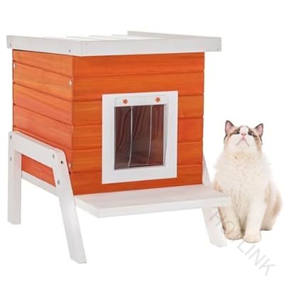 外猫棲み家 野ら猫 室外用 猫 うさぎ 室外棲み家 アウトドア棲み家 雨合羽 防寒 冬 木製 臥榻棲み家 室内 オレンジ色色 猫掘ったて小屋 愛玩動物棲み家 保温 猫用棲み家 猫棲み家 猫臥榻 野ら猫用