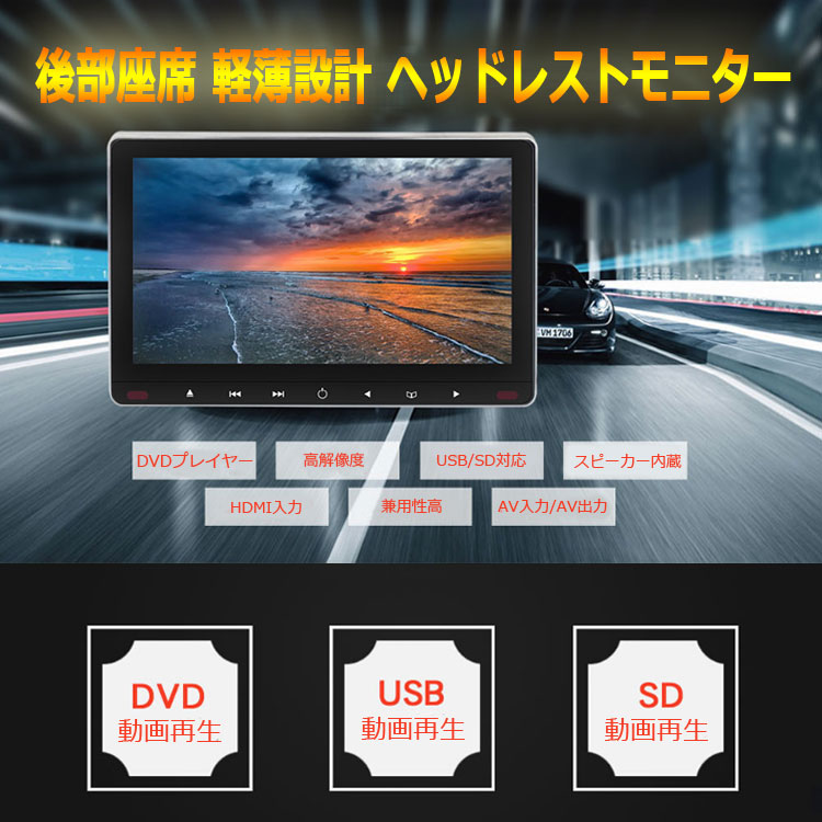 画面連動 Dvdプレイヤー フル画面 2個セット フル画面 後部座席モニター Usbメモリ ミラーリング カード対応 ミラーリング レジューム機能 11 6インチヘッドレストモニター スピーカー内蔵 Cprm対応 Hdmi入力 後部座席モニター Org1106mset2 ほっとプライス 店