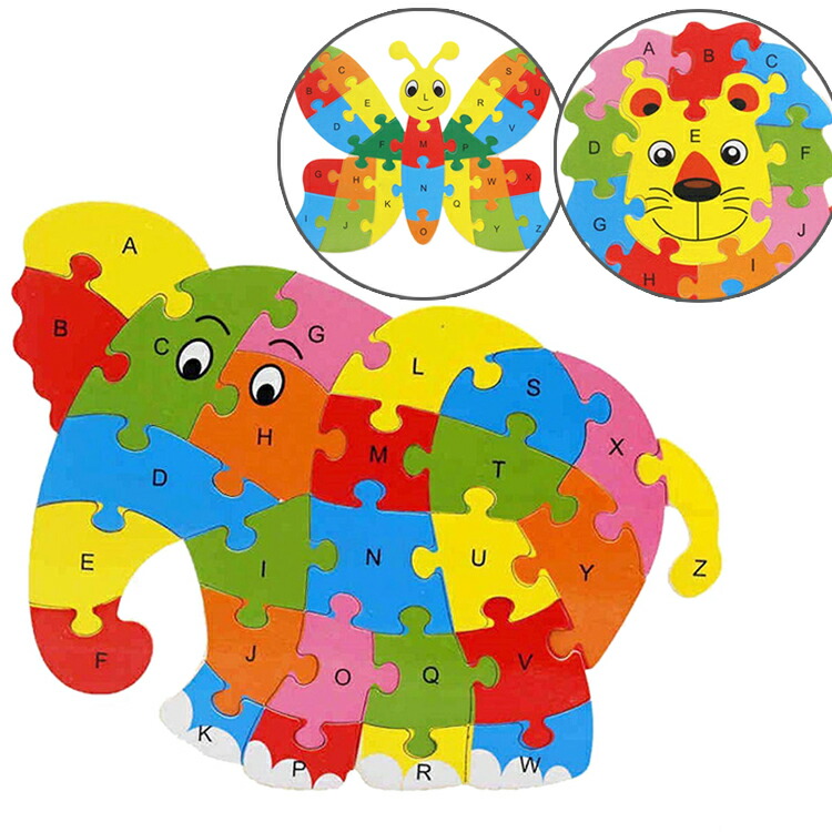 楽天市場 26ピース アルファベット動物パズル ライオン ゾウ ちょうちょ ジグソーパズル お子様の好奇心 可愛いパズル Puzze26 ほっとプライス 楽天市場店