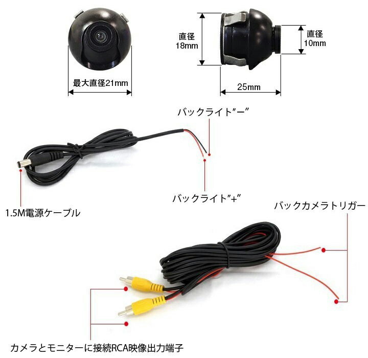 10％OFF 超小型フロントカメラ 高画質CMOSセンサー ボディ埋め込みタイプで目立たない ガイドライン表示 バックカメラにも A0114N  turbonetce.com.br