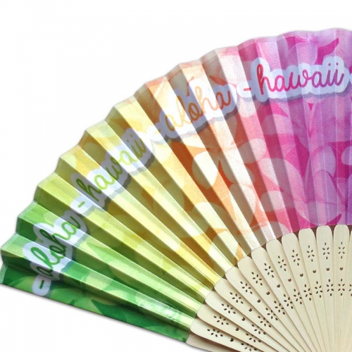 プルメリア レインボー 扇子 ハワイアンファン Hawaii ハワイアン雑貨