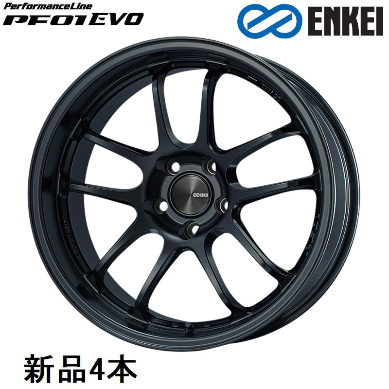 18インチ 18x9.5J +0 PCD114.3 5穴 Matte Black ホイール 4本 エンケイ パフォーマンスライン PF01EVO ENKEI