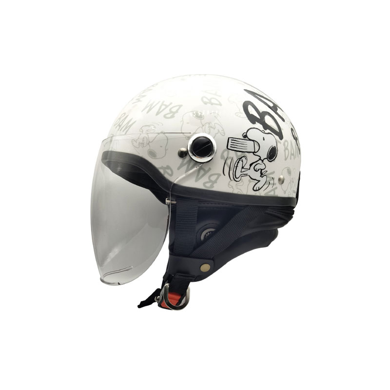 【7/20限定!P最大30.5倍以上】シールド付 125cc以下専 57~59cm モノトーンデザイン SNOOPY ハーフヘルメット ホワイト アークス SNH-103 ※一部除外品あり|カー用品のホットロードタイヤ