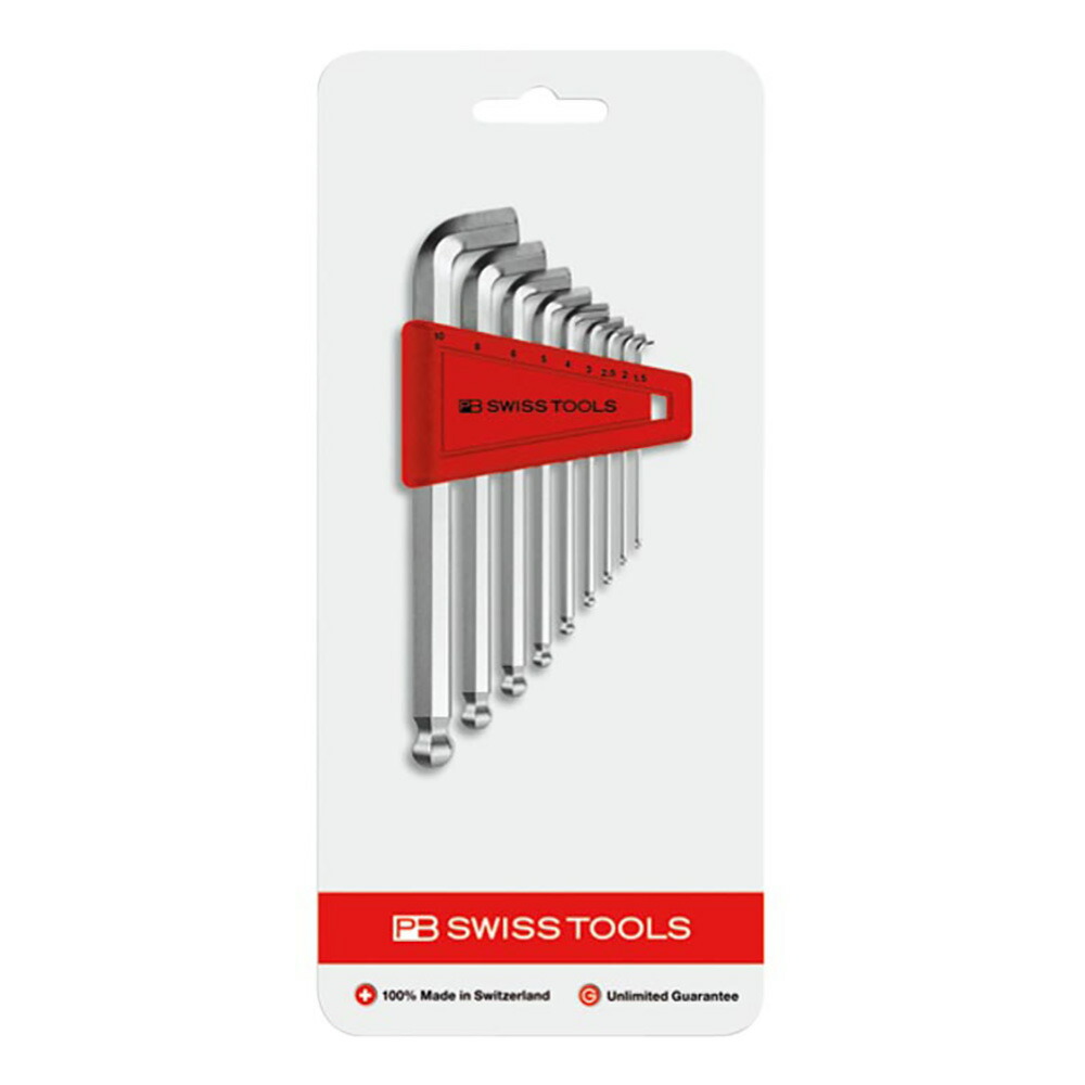 ショートヘッド六角棒レンチセット (パック入り) 2212H-10CN PB SWISS TOOLS(ピービースイスツールズ)