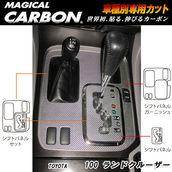 ハセプロ：マジカルカーボン シフトパネルセット ブラック H10/1～H19/7 UZJ100W ランドクルーザー/CSPT-F20｜カー用品通販のホットロードパーツ