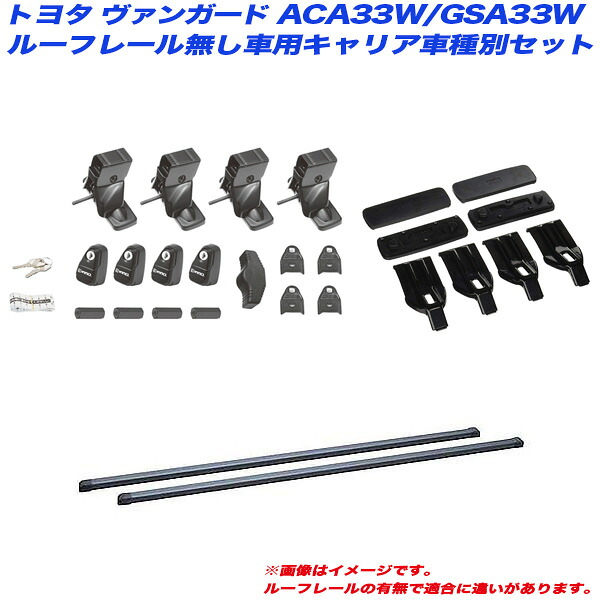 キャリア車種別セット ヴァンガード ACA33W/GSA33W H19.8～H25.12 ルーフレール無し車用 INNO/イノー INSUT + INB137BK + K855｜カー用品通販のホットロードパーツ