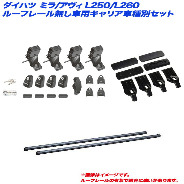 キャリア車種別セット ミラ/アヴィ L250/L260 H14.12～H18.12 5ドア ルーフレール無し車用 INNO/イノー INSUT + INB117BK + K281