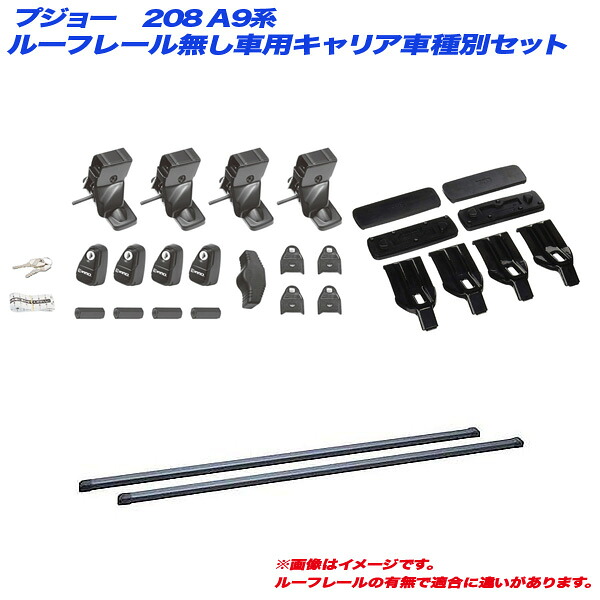 キャリア車種別セット プジョー 208 A9系 H24.11～ 5ドア ルーフレール無し車用 INNO/イノー INSUT + INB117BK + K432 14,656円