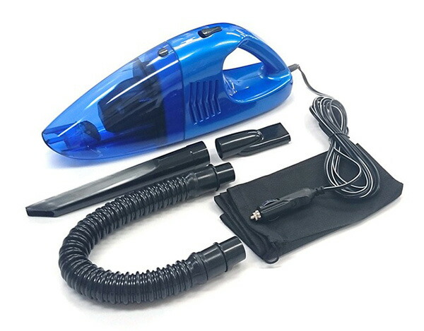 クレトムウェット&ドライもも太郎乾・湿両用カークリーナー掃除機水気もOK収納袋付き車内DC12VブルーDA-38