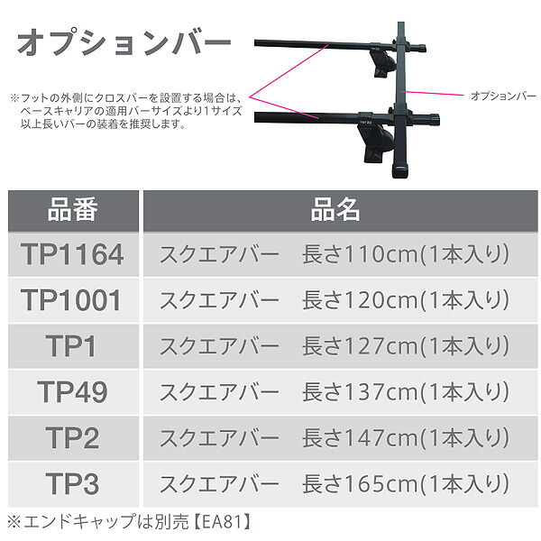PIAA Terzo ベースキャリア スクエアバー専用クロスホルダー 2個入り(バー1本分) オプションバー取付用 EA207