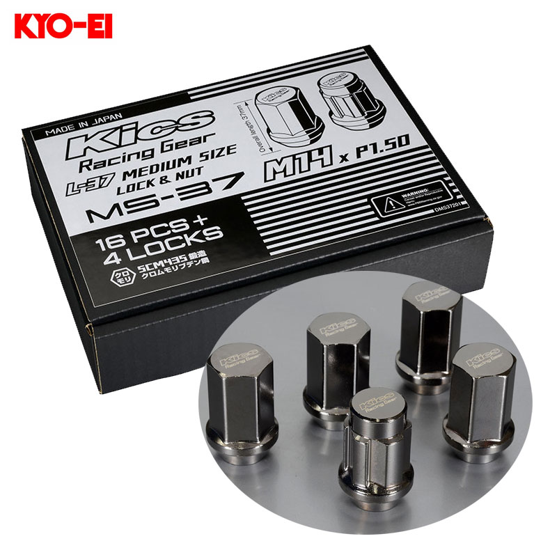 グロリアスブラック M14×P1.5 60°テーパー 全長37mm 19HEX アダプター付属 MS-37 ロック&ナットセット 20個入 MS3704K KYO-EI