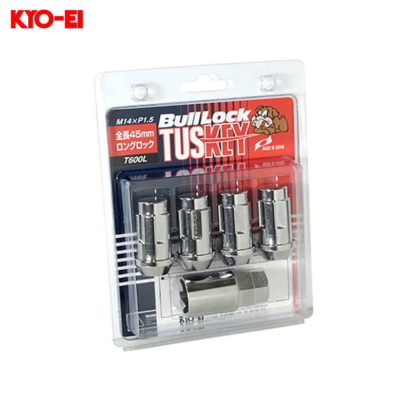 M14×P1.5 クローム 19HEX/21HEX 袋ナット アダプター付属 ブルロックタスキー ロックナットセット 4個入 T600L KYO-EI