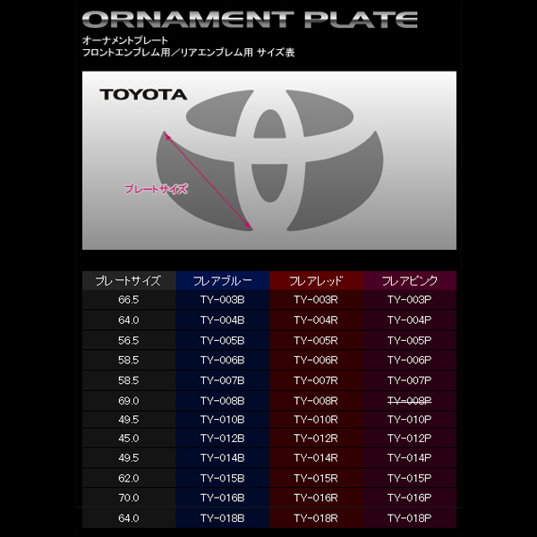 楽天市場 ヴァレンティ Valenti オーナメントプレート トヨタ 車種別専用 純正エンブレム用 シール フレアレッド Ty 016r カー用品のhot Road Second Shop