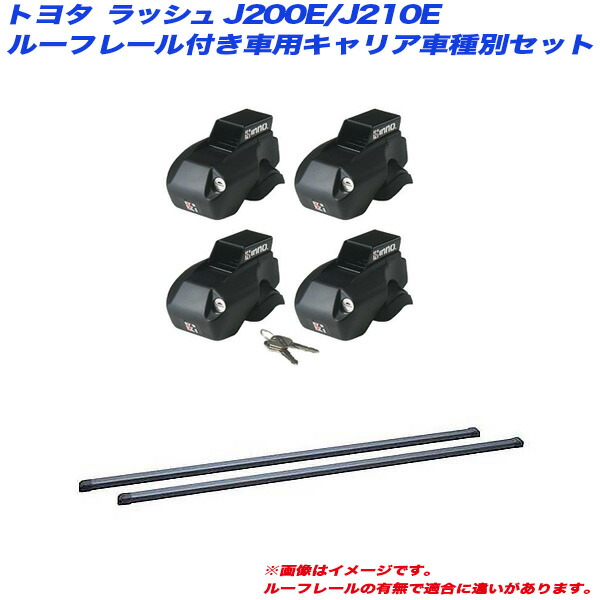 ラッシュ J200E/J210E H18.1～H28.3 ルーフレール付車用 キャリア車種別セット INNO/イノー INFR + INB117BK