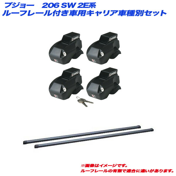 プジョー 206 SW 2E系 H14.10～H20.1 ルーフレール付車用 キャリア車種別セット INNO/イノー INFR + INB117BK