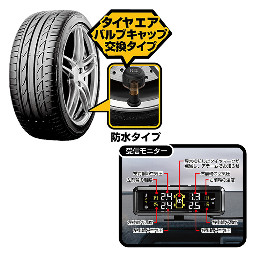 61％以上節約 カシムラ Kashimura タイヤ空気圧センサー 温度チェック エア漏れ検知 高低空気圧アラーム機能 エアバルブキャップ交換タイプ  KD-220 qdtek.vn
