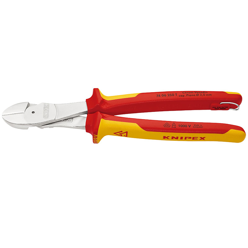 Ｔ絶縁強力斜ニッパー落下防止 7406-250T KNIPEX(クニペックス)