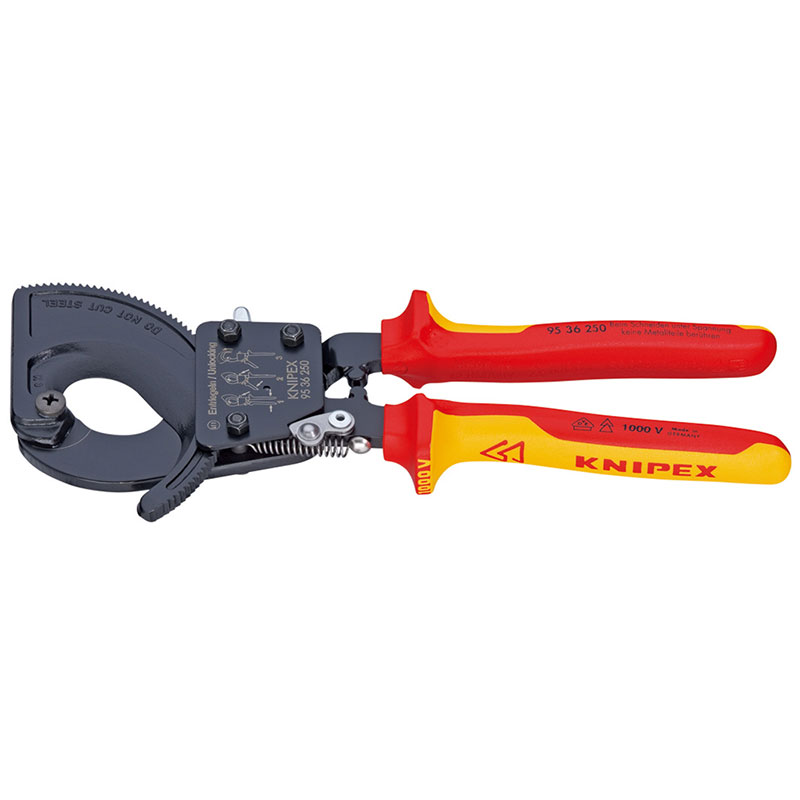 絶縁ケーブルカッター1000V ラチェット式 9536-250 KNIPEX(クニペックス)