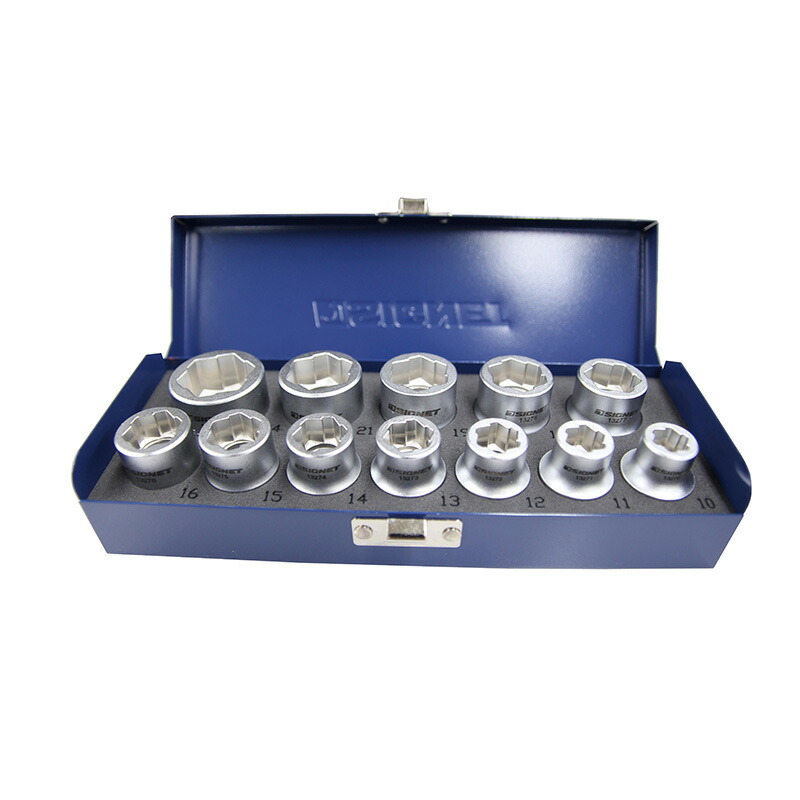 SIGNET(シグネット) 1/2DR 2/1\"SQ ボルトリムーバーソケットセット (12PCS) 13282