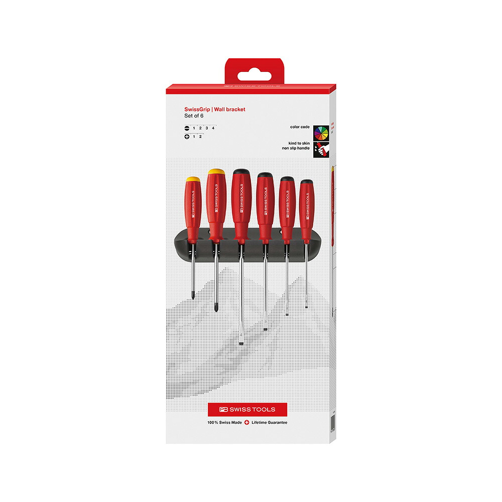PB SWISS TOOLS(ピービースイスツールズ) スイスグリップドライバーセット (保持者付) (外箱付)  8244CBB