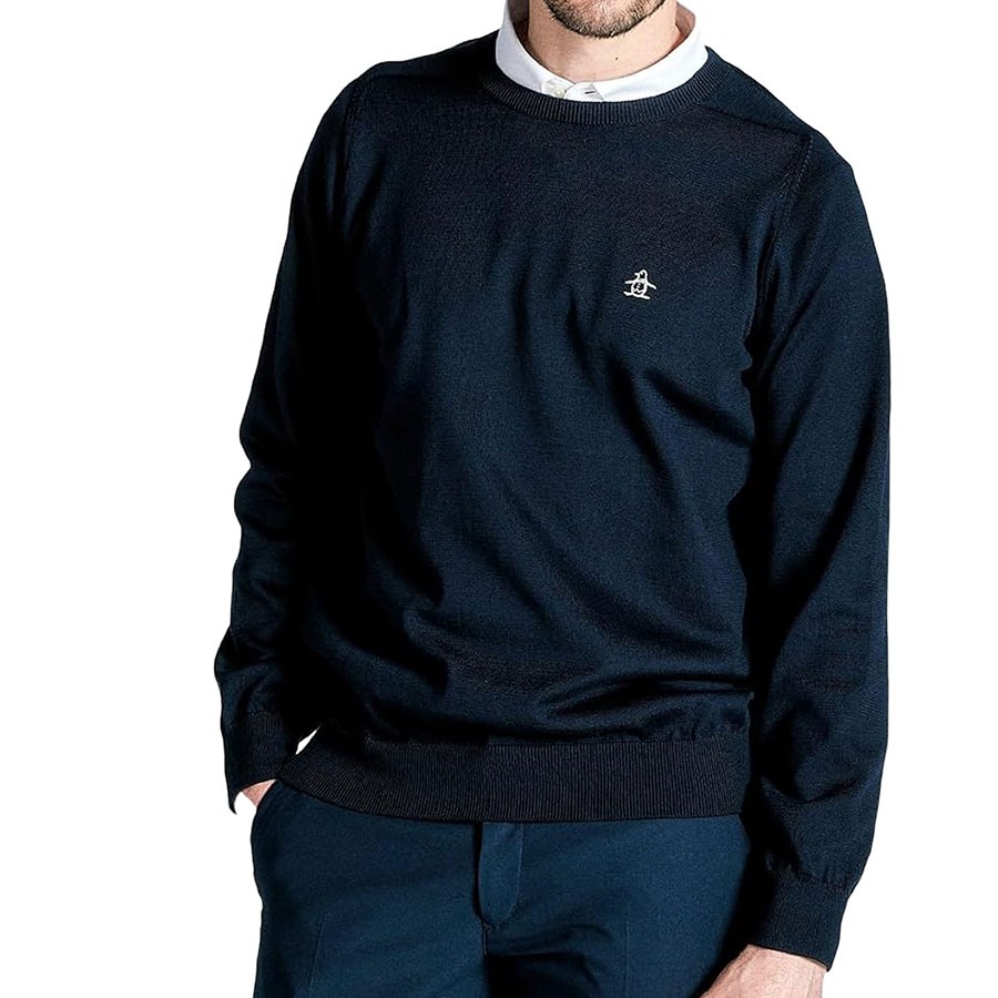 マンシングウェア munsingwear セーター メンズ 海島綿 コットンニット クルーネック ゴルフウエア 綿100％ サドルショルダー デサント