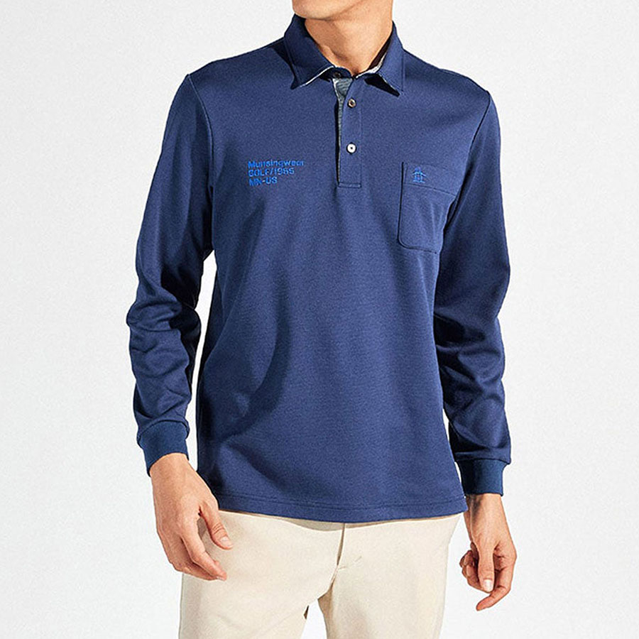 15%OFF セール　マンシングウェア munsingwear メンズ ポロシャツ 長袖 ゴルフウエア ペンギンマーク ブランド サンスクリーンドット 鹿の子 MG5SLS25M