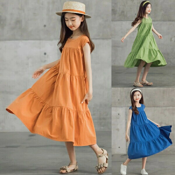 女の子 子供ノースリーブ 無地 プール 涼しい 軽量 女の子 ロング 子供服 上品 キッズ キッズ こども 子どもドレス 水着カバー 韓国 夏 夏着 春秋着 120-165cm Sinessy 店 新生活用品