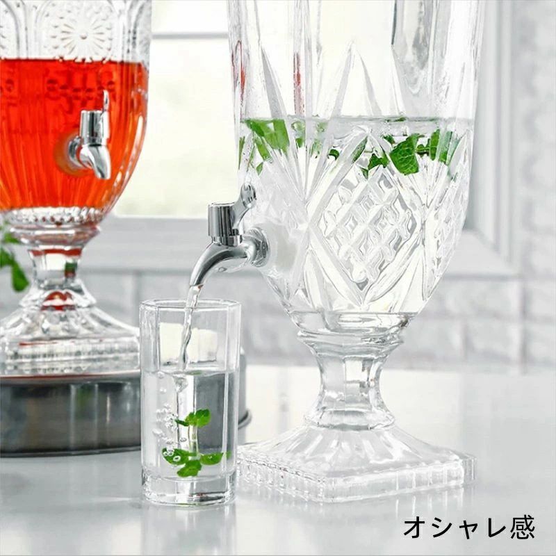 ドリンクサーバー おしゃれ 家庭用 ガラス 2L 3L ドリンクディスペンサー 蛇口付き 北欧 ビン 瓶 3Lサイズ ガラス製 ジュースサーバー