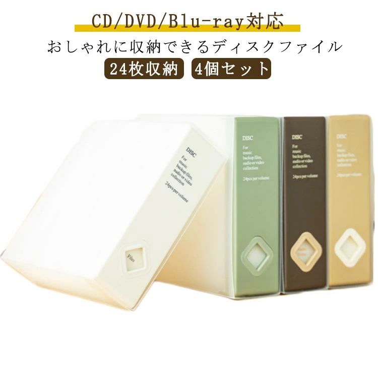 2 持ち運び クリア 透明 ディスクファイル cd収納ケース 収納 cd おしゃれ cdケース 24枚収納*4個セット
