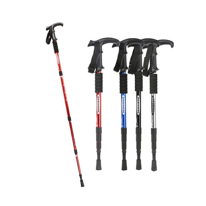 キャップ付き 高さ調整 ウォーキングポール 軽量 アルミ製 登山杖 L型 折りたたみ 伸縮 おしゃれ トレッキングポール