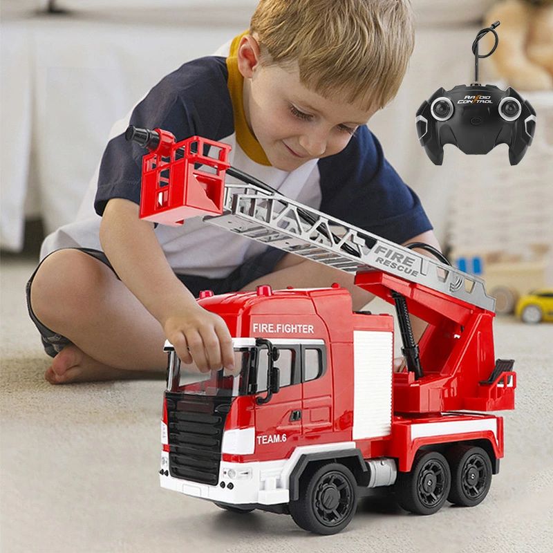 飛 連射 水鉄砲 電動 USB充電式 はたらくくるま 知育玩具 働く車 ラジコンカー はしご車 RC 緊急車両 リモコン 消防車