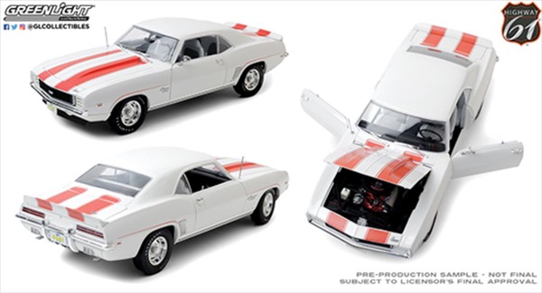 ミニカー 1/18 Highway61 1969 カマロ ペースカー 白/オレンジ色 アメ車 1969 Chevrolet Camaro Z10 - Pace Car Coupe 限定品 予約商品|HOTTOYS ホットトイズ