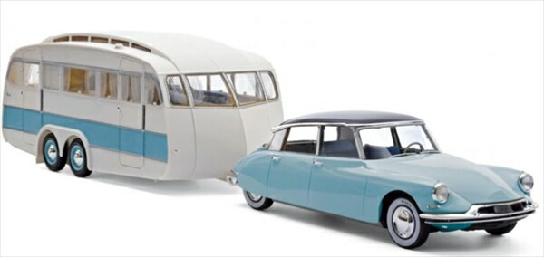 ミニカー NOREVノレブ 1/18 1959 シトロエン DS19 水色+キャンピングカーセット♪ 1959 Citroen DS 19 【取っておく商いもの】