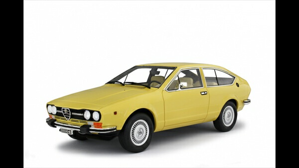 ミニカー アルファロメオ・アルフェッタ GTV 2000 黄味がかった  1/18 LRM  ALFA ROMEO ALFETTA GTV 2000 TURBODELTA 1979  取っておく商いもの