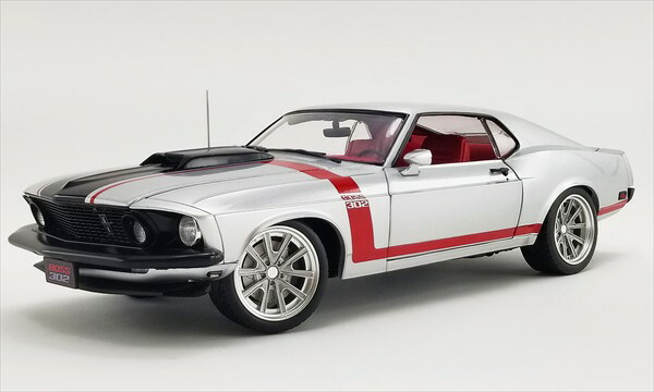 ミニカー 1969 ジェラルド・r・フォード・マスタング BOSS 302 銀/赤伝達ルート 1:18 ACME 1:18 1969 Street Fighter Boss 302 Mustang Redline  【押さえる取っておく商いもの】