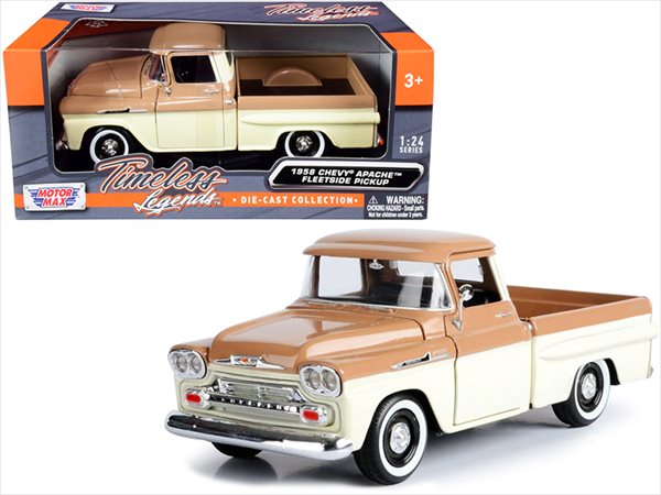 モーターマックス 1/24 1958 シボレー アパッチ フリートサイド 1/24 ミニカー 箱入り 1958 CHEVY APACHE FLEETSIDE PICKUP