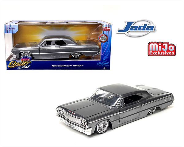 ミニカー 1 24 JadaTOYS 1964 シボレー インパラ ローライダー ガンメタ色 Chevrolet Impala SS Low  Rider 正規認証品!新規格