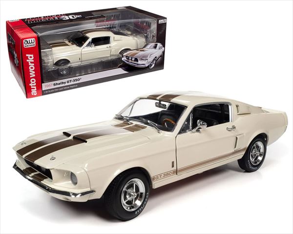 ミニカー 1/18 1967 シェルビー GT350 白/金色 フォード・マスタング AUTOWORLD 1967 Shelby GT-350 【予約商品】|HOTTOYS ホットトイズ
