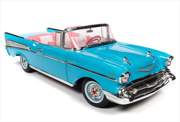 ミニカー 1/18 1957 シボレー 呼びりんエア湖 バービー遣りかた オープンカー 水色/サクラ色 Barbie 1957 Chevy Bel Air   AUTOWORLD 【押さえる取っておく商いもの】