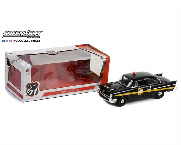 ミニカー 1/18 Highway61 1957 シボレー 150 呼びりんエア湖 パトロールカー ブルーグラスの州州・ハイウェイ見まわる アメ車 黒/黄味がかった 1957 Chevrolet 150   押さえる品 取っておく商いもの